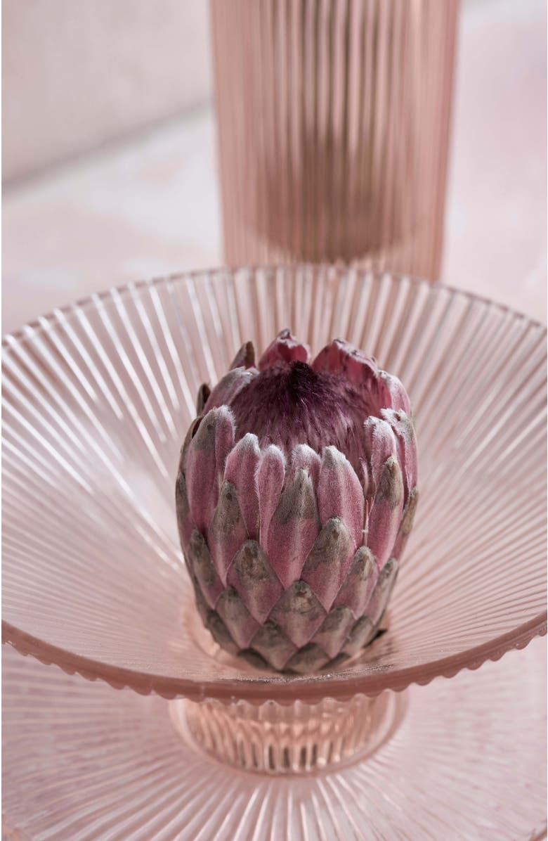 The Collective Home Pressed Pink Glass Low Bowl, Alternate, color, Clear