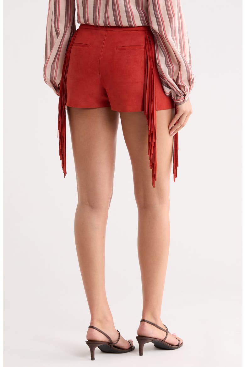 Fringed Lambskin Leather Shorts, Alternate, color, BRICK