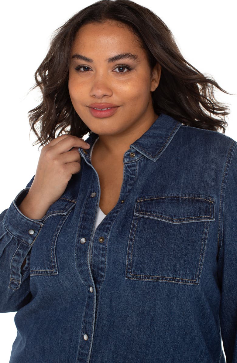 Liverpool Los Angeles Denim Snap-Up Shirt, Alternate, color, North Shore