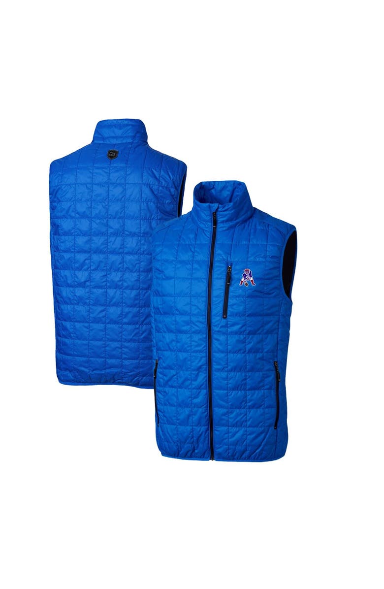 Cutter & Buck Men's Cutter & Buck Royal New England Patriots Throwback Logo Rainier PrimaLoft Eco Insulated Full-Zip Puffer Vest, Alternate, color, 