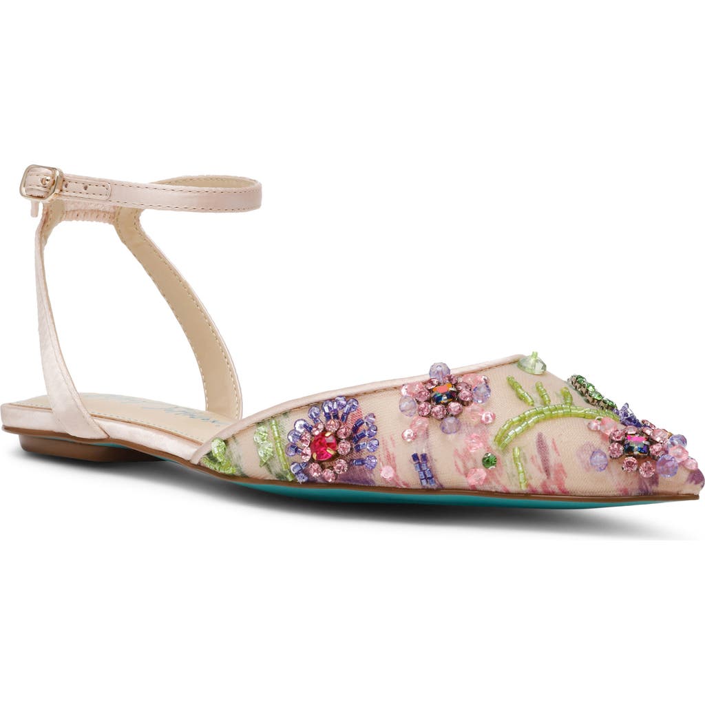 BETSEY JOHNSON BETSEY JOHNSON GARBO POINTED TOE ANKLE STRAP FLAT