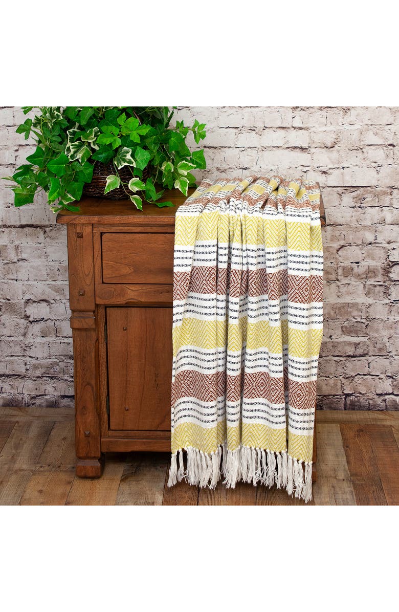 PARKLAND COLLECTION Kai Fringe Throw Blanket, Alternate, color, Rust Multi