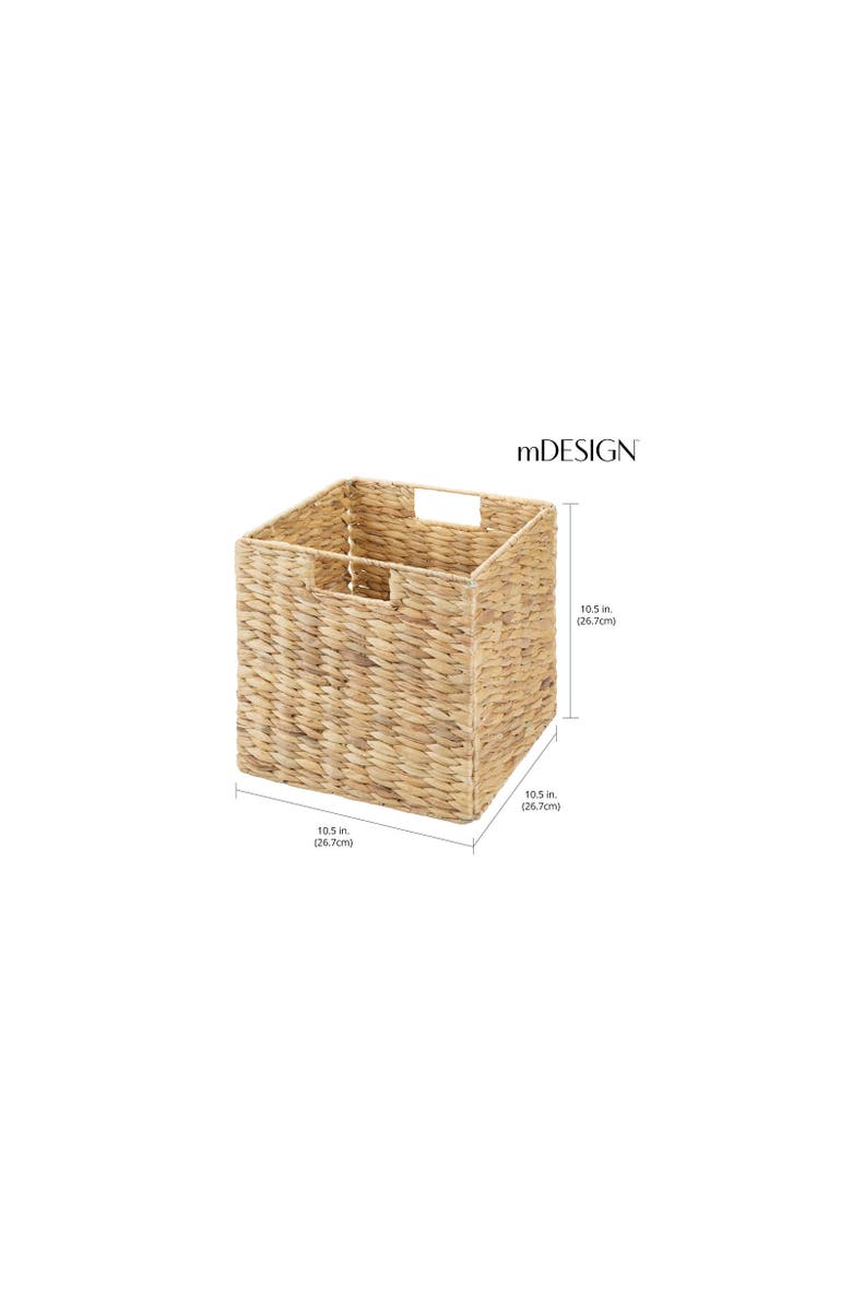 mDesign Hyacinth Woven Cube Bin Basket Organizer, Handles, 4 Pack, Alternate, color,
