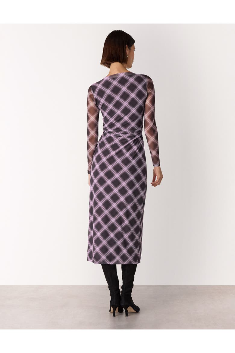 Check Mesh Dress, Alternate, color, Burgundy/Multi
