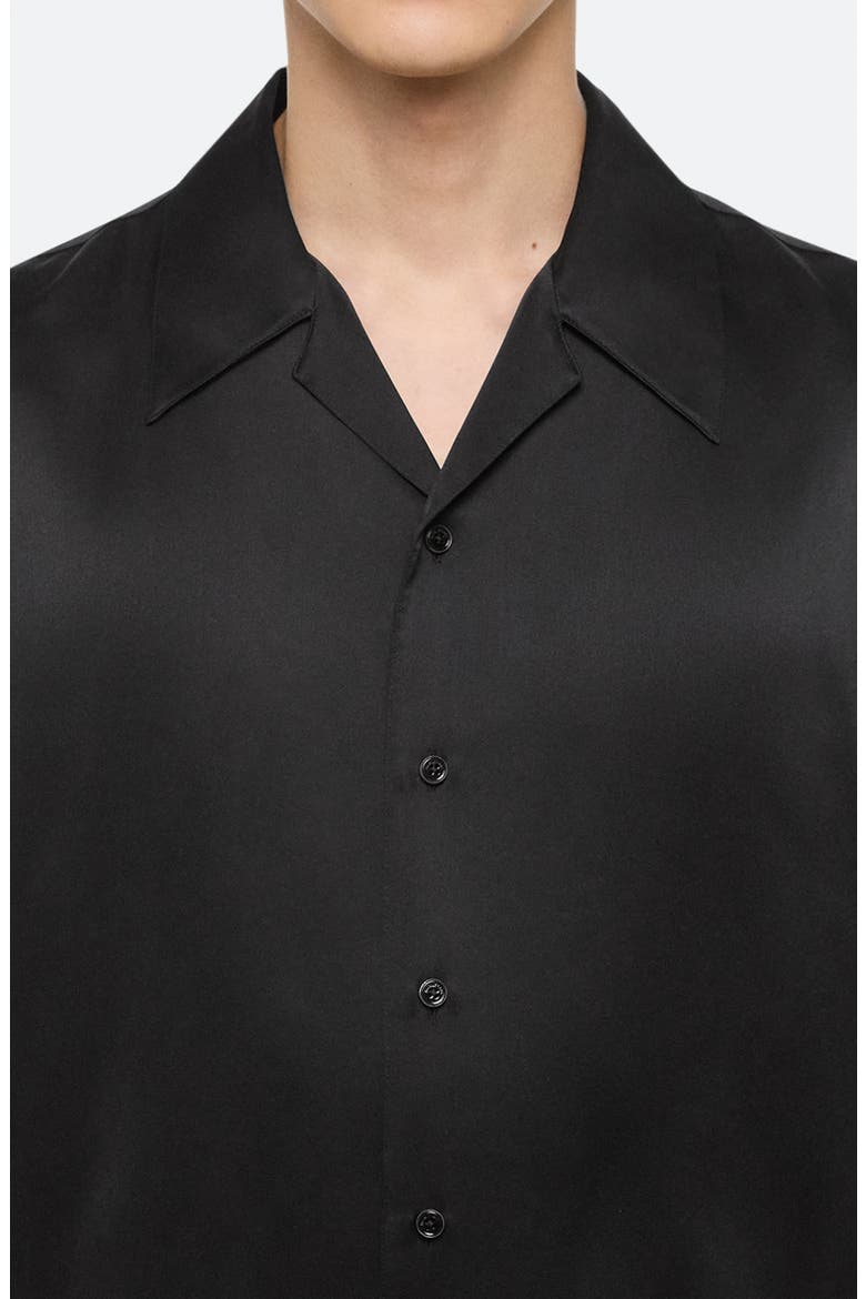 Boxy Silk Camp Shirt, Alternate, color, BLACK