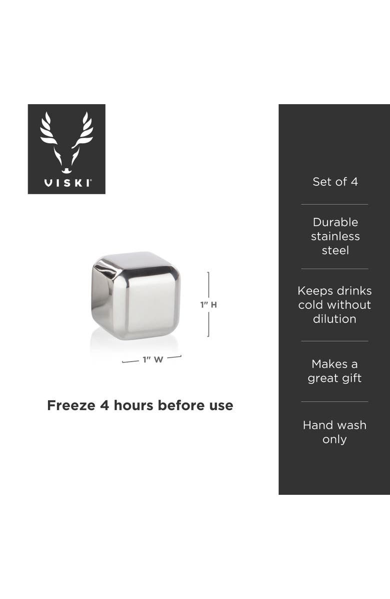 Viski Glacier Rocks Small Cubes in Stainless Steel Set of 4, Alternate, color, Silver