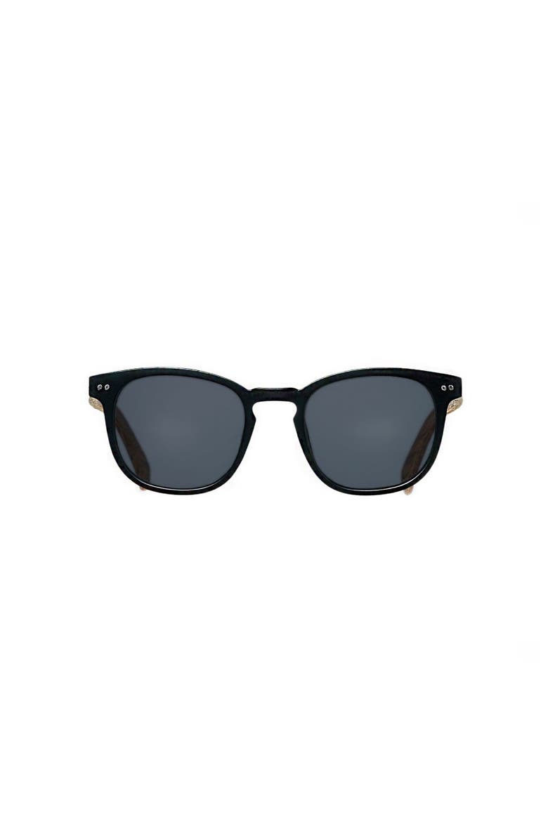 Color 21 Wooden Temple Polarized Sunglasses, Main, color, Black