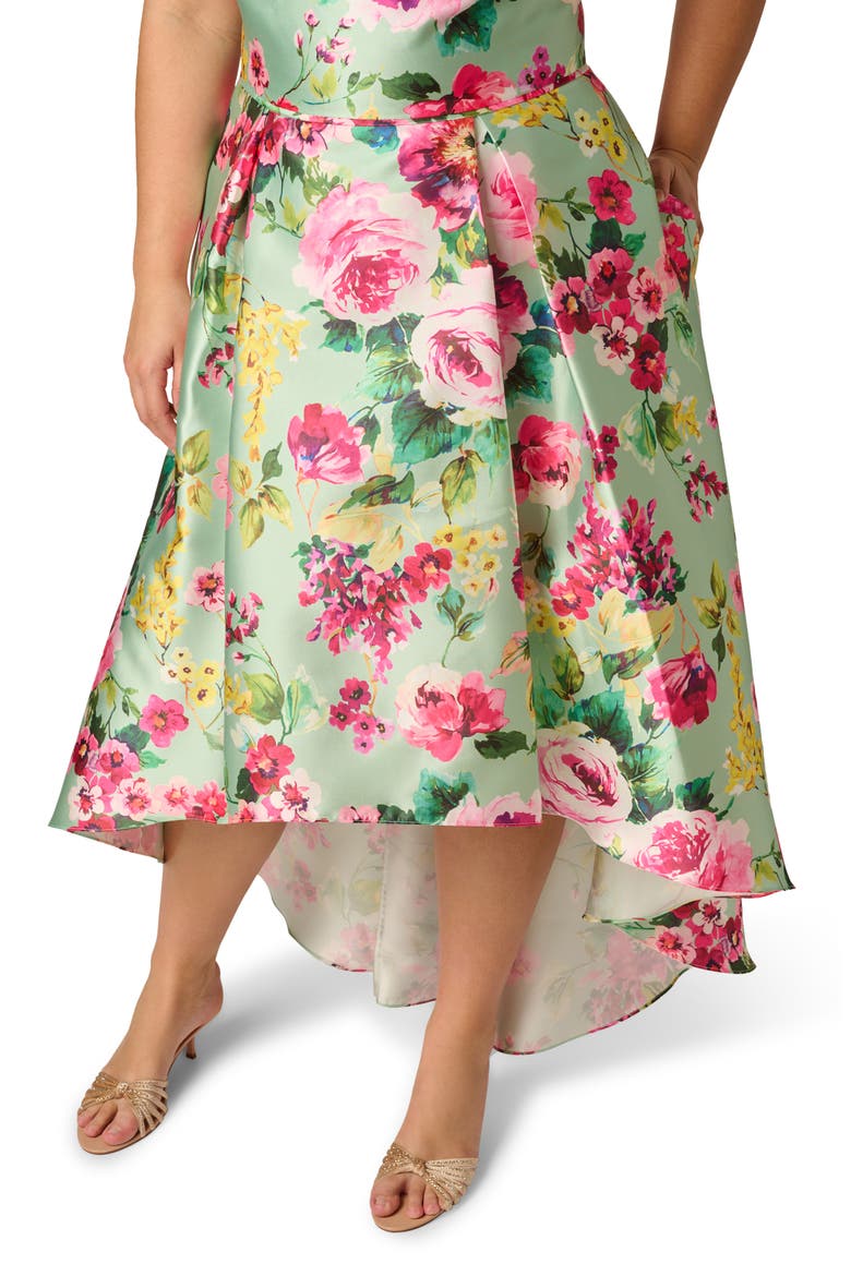High-Low Fit & Flare Midi Cocktail Dress, Alternate, color, MINT MULTI
