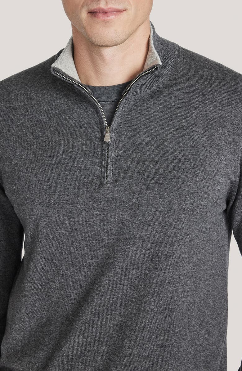Jack Victor Daniel Quarter-Zip Cotton Sweater, Alternate, color, Charcoal