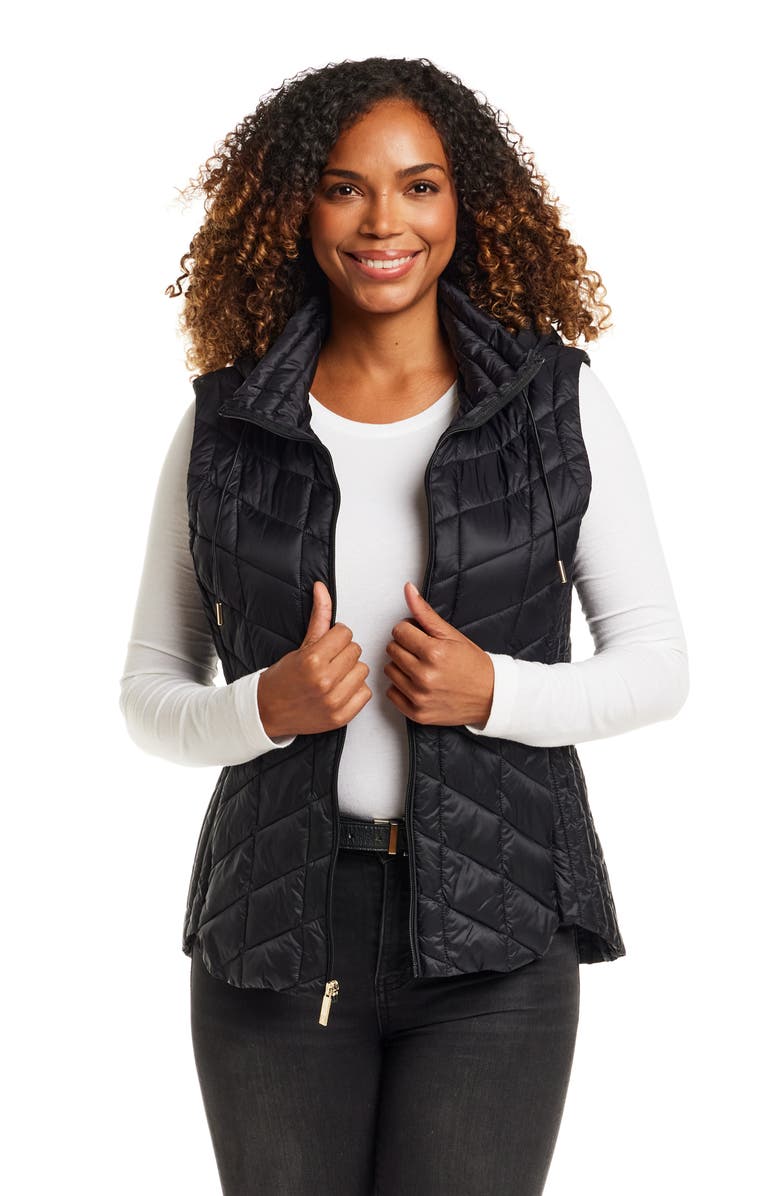 Gallery Quilted Water Resistant Vest with Removable Hood, Alternate, color, 
