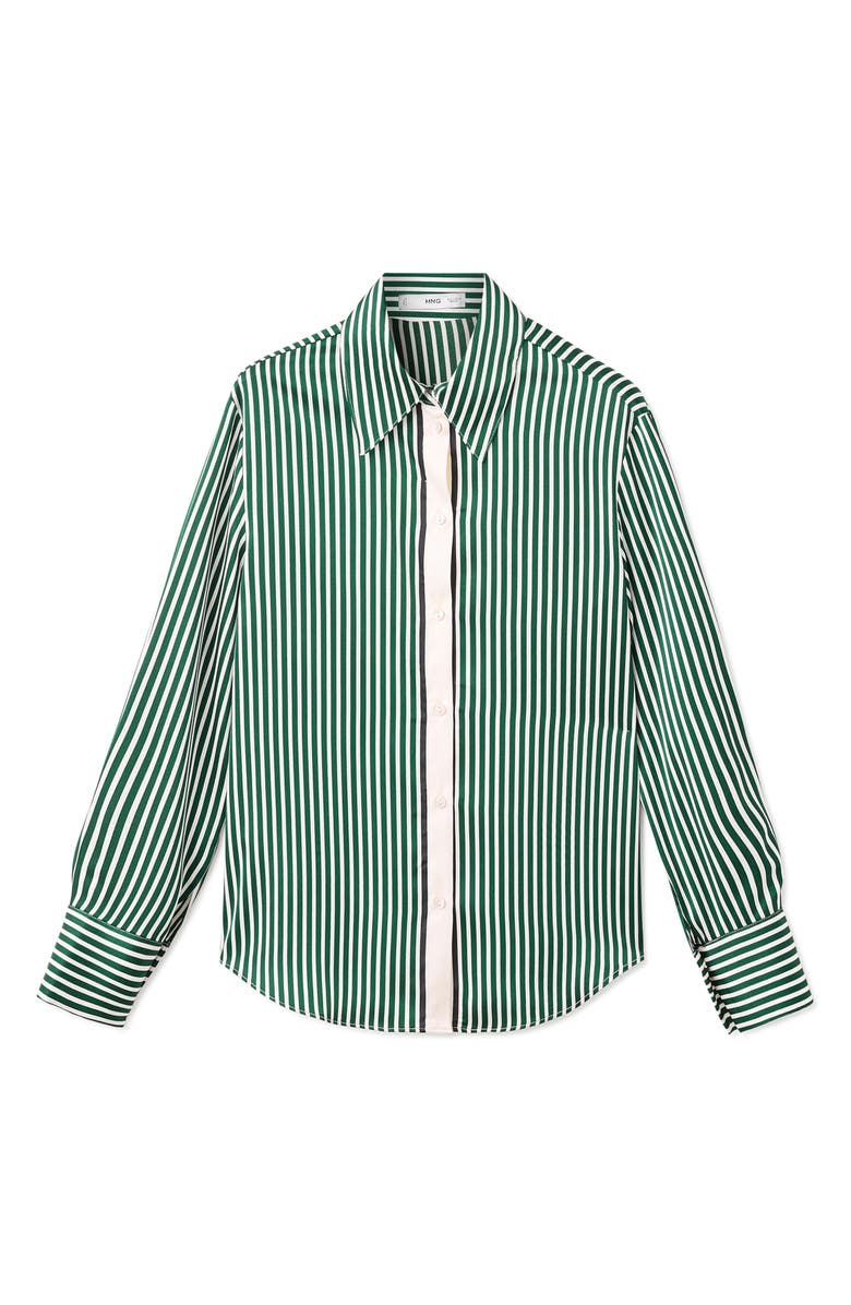 MANGO Combined Stripe Button-Up Shirt, Alternate, color, Green
