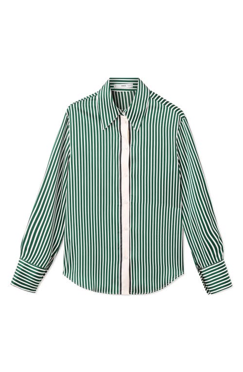 Mango Combined Stripe Button-up Shirt In Green