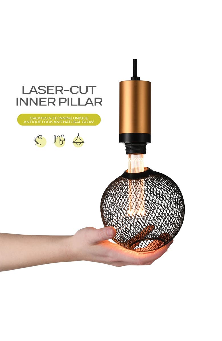 Next Glow LED Decorative Light Bulb, Vintage Black Metal Cage Edison Light, Alternate, color, Black Round