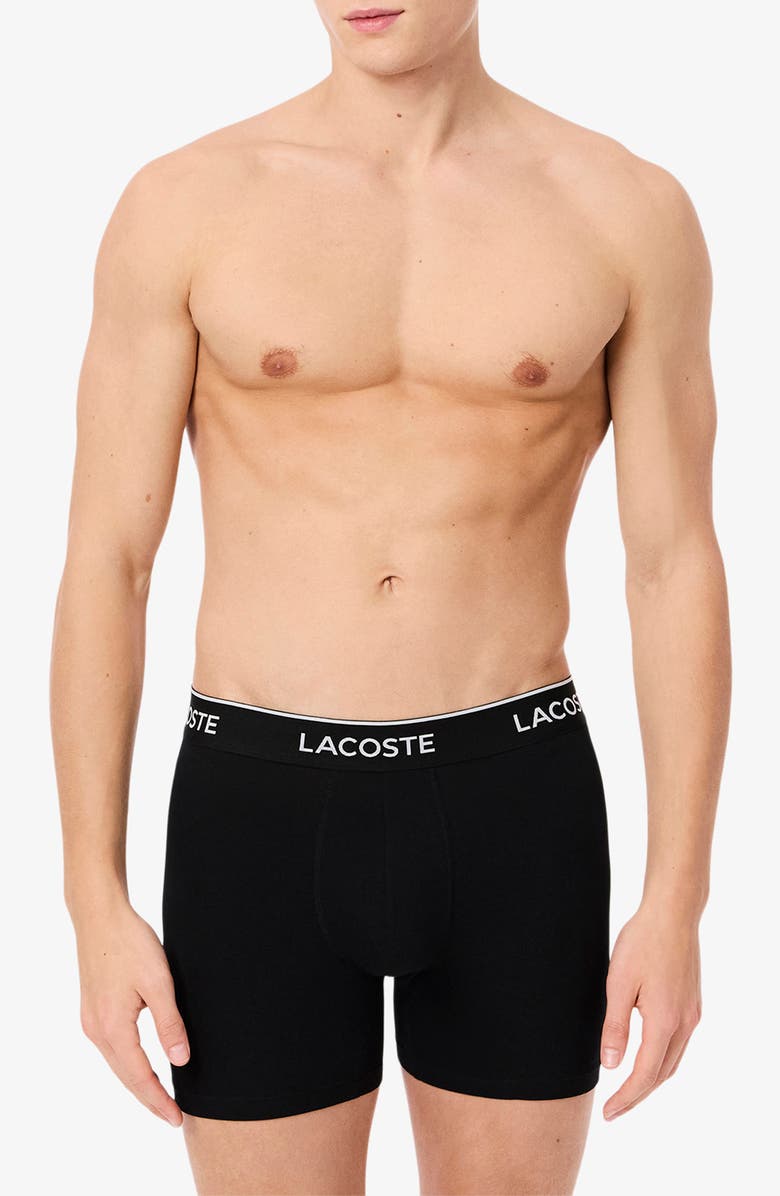Lacoste Assorted 3-Pack Stretch Cotton Boxer Briefs, Alternate, color, Black
