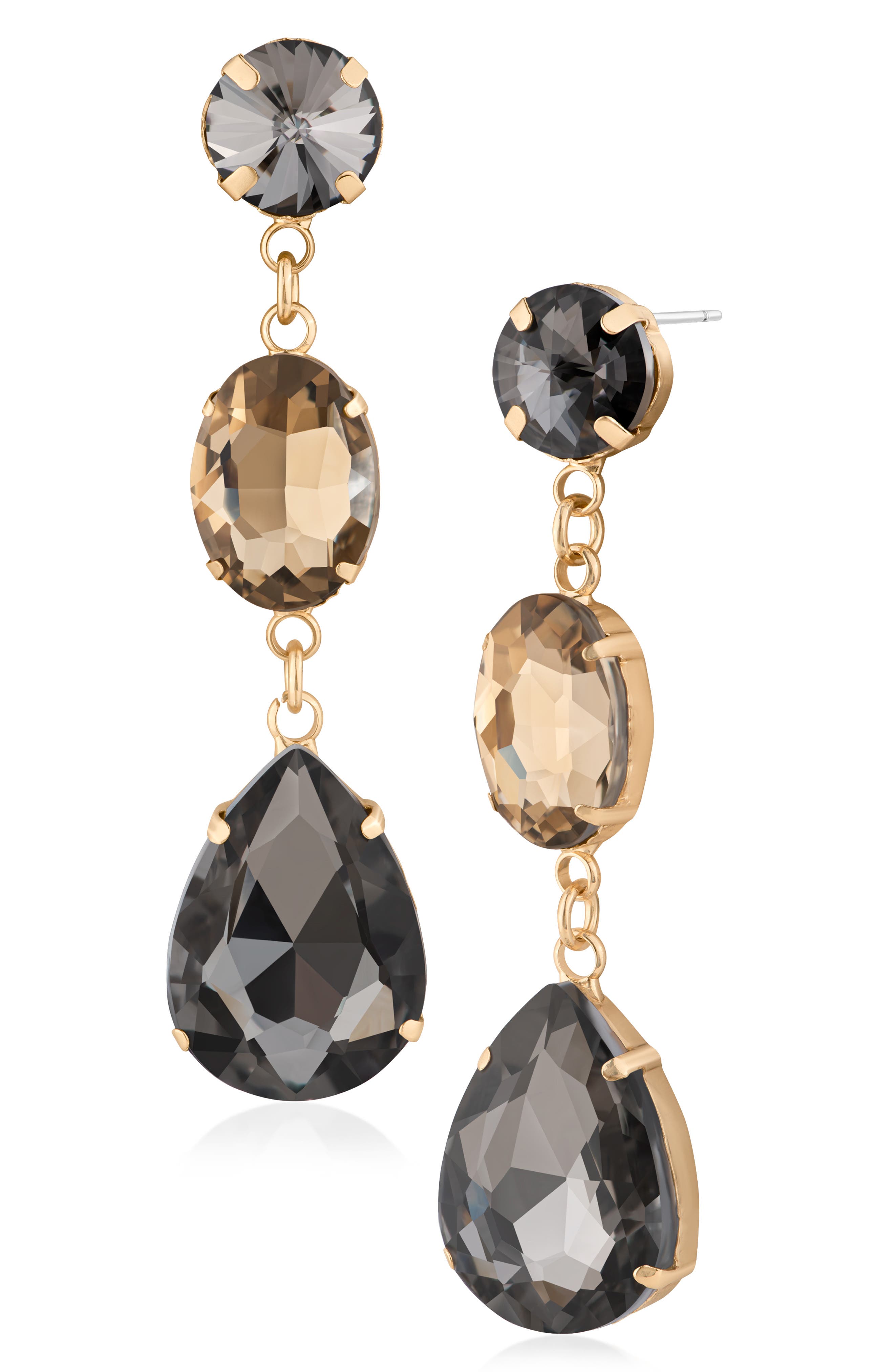 Smoky Crystal Statement Drop Earrings