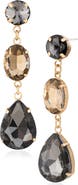 JARDIN Smoky Crystal Statement Drop Earrings