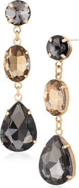 JARDIN Smoky Crystal Statement Drop Earrings