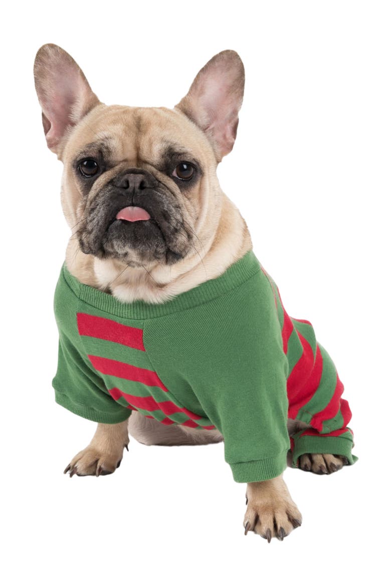 Dog Cotton Striped Matching Family Holiday Pajamas, Main, color, Red & Green