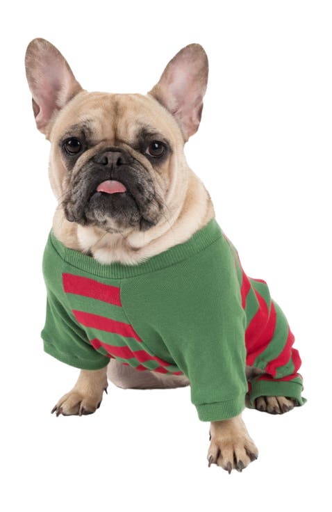 Dog Cotton Striped Matching Family Holiday Pajamas