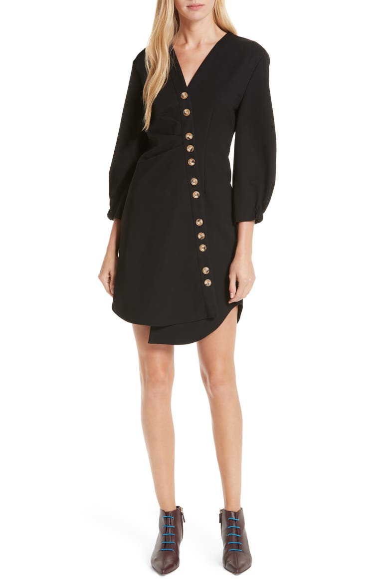Asymmetrical Shirtdress, Main, color, BLACK