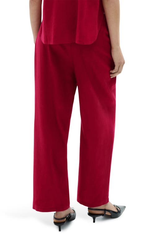 Mango Flowing Tie Waist Wide Leg Pants In Fuchsia