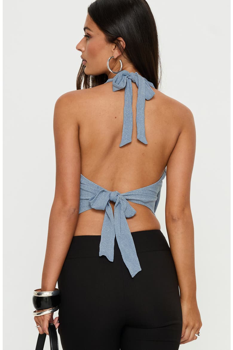 Lillyan Drape Halter Top, Alternate, color, BLUE