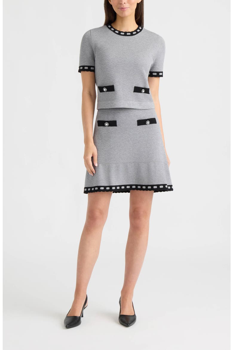 Contrast Trim Miniskirt, Alternate, color, LIGHT GREY MIX
