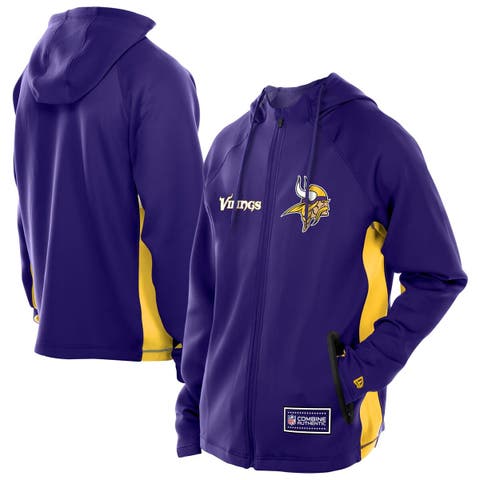 Men's New Era  Purple Minnesota Vikings Combine Authentic Raglan Scuba Full-Zip Hoodie