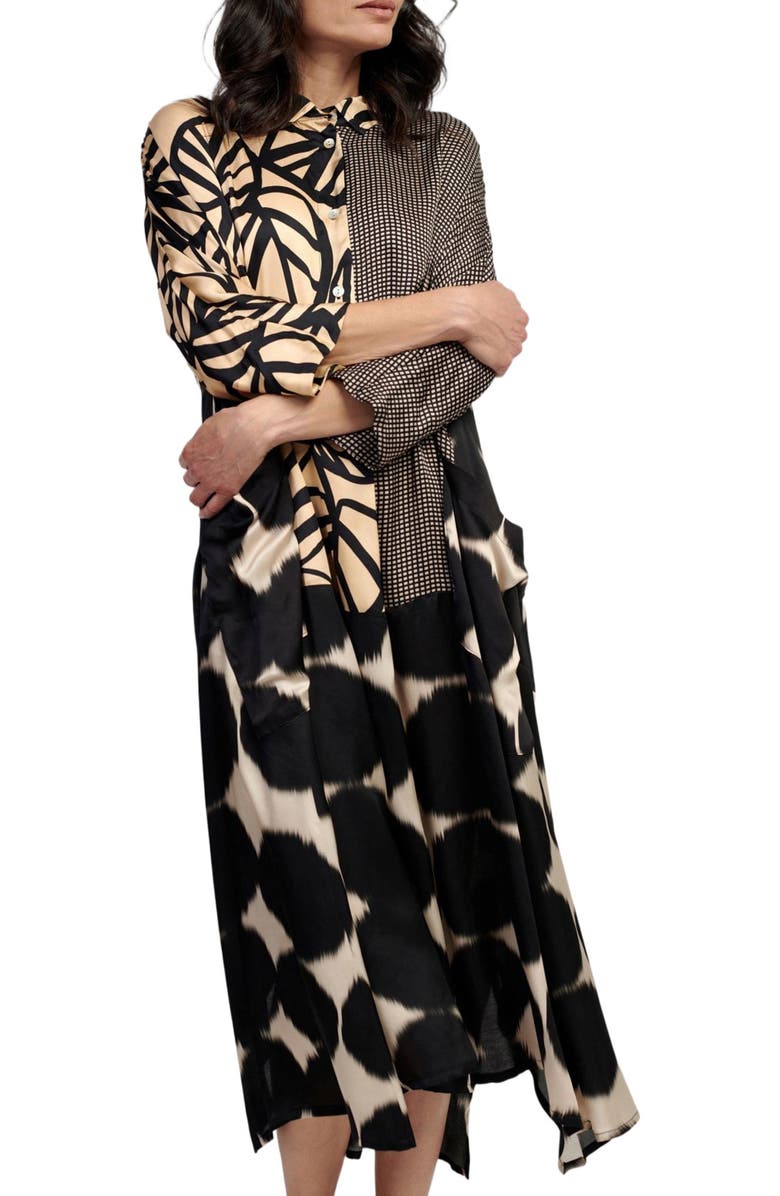 Alembika Serene mixed print relaxed maxi shirt-dress, Alternate, color, 