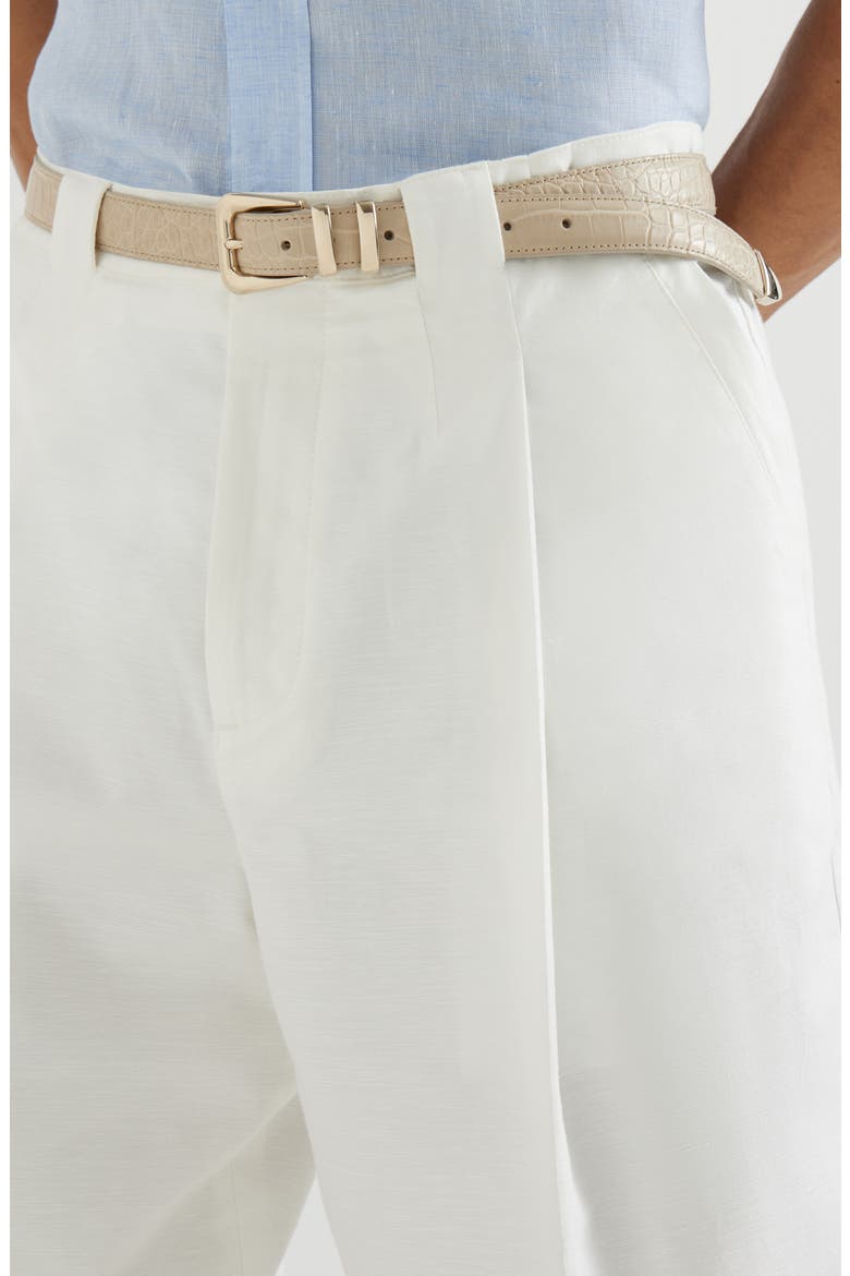 Cotton and linen trousers, Alternate, color, Snow