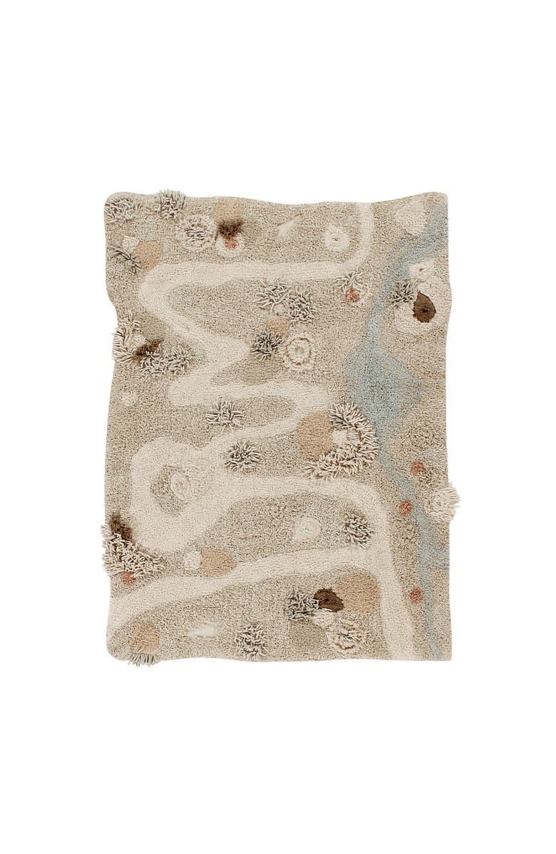 Lorena Canals Washable Play Rug Path of Nature, Main, color, Natural, Olive, Blue, Rose