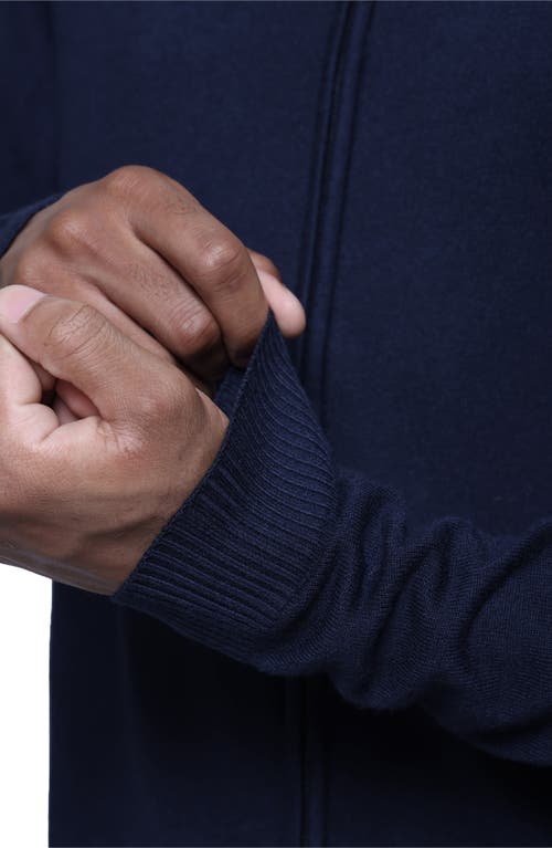 Spring + Mercer Mock Neck Full Zip Sweater In Navy