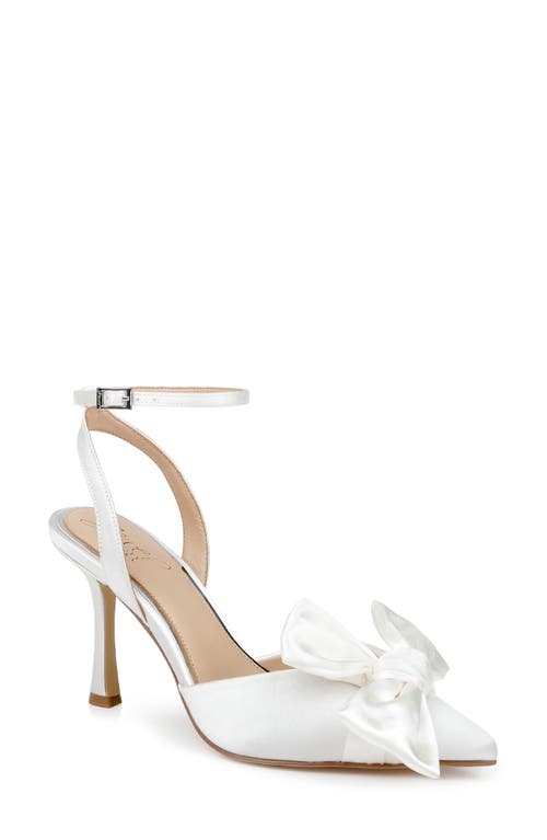 Jewel Badgley Mischka Francine Ankle Strap Pointed Toe Sandal In White