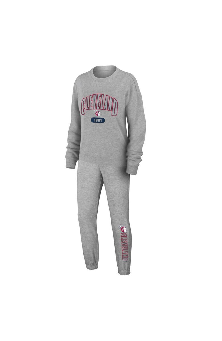 WEAR by Erin Andrews Women's WEAR by Erin Andrews Gray Cleveland Guardians Knitted Lounge Set, Main, color, Gray