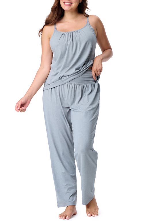 Motherhood Maternity Maternity Sleeveless Swing Nursing Cami With Foldover Waistband Pant Sleep Set In Gray