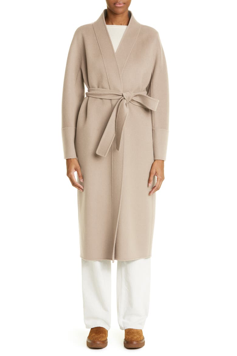 Calla Virgin Wool Wrap Coat, Main, color, ECRU