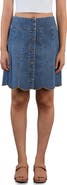 Wash Lab Denim Scalloped Hem Denim Miniskirt