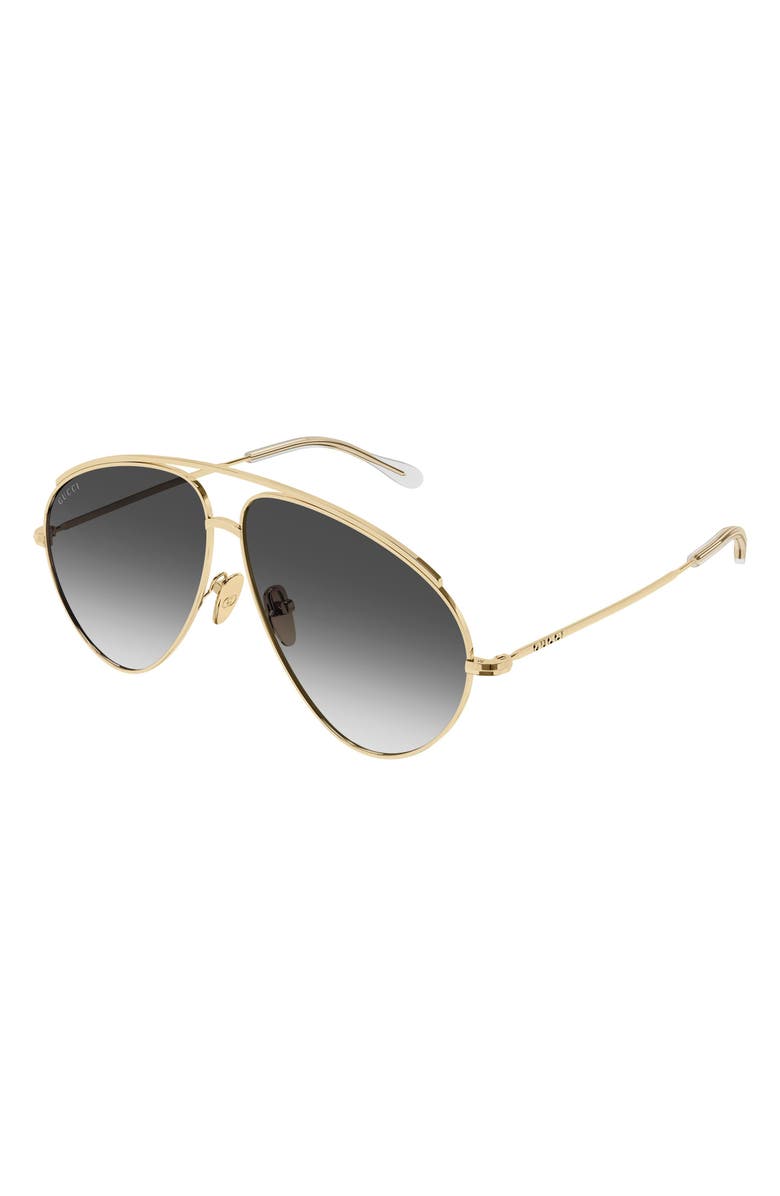 Gucci 60mm Gradient Navigator Sunglasses, Alternate, color, Gold