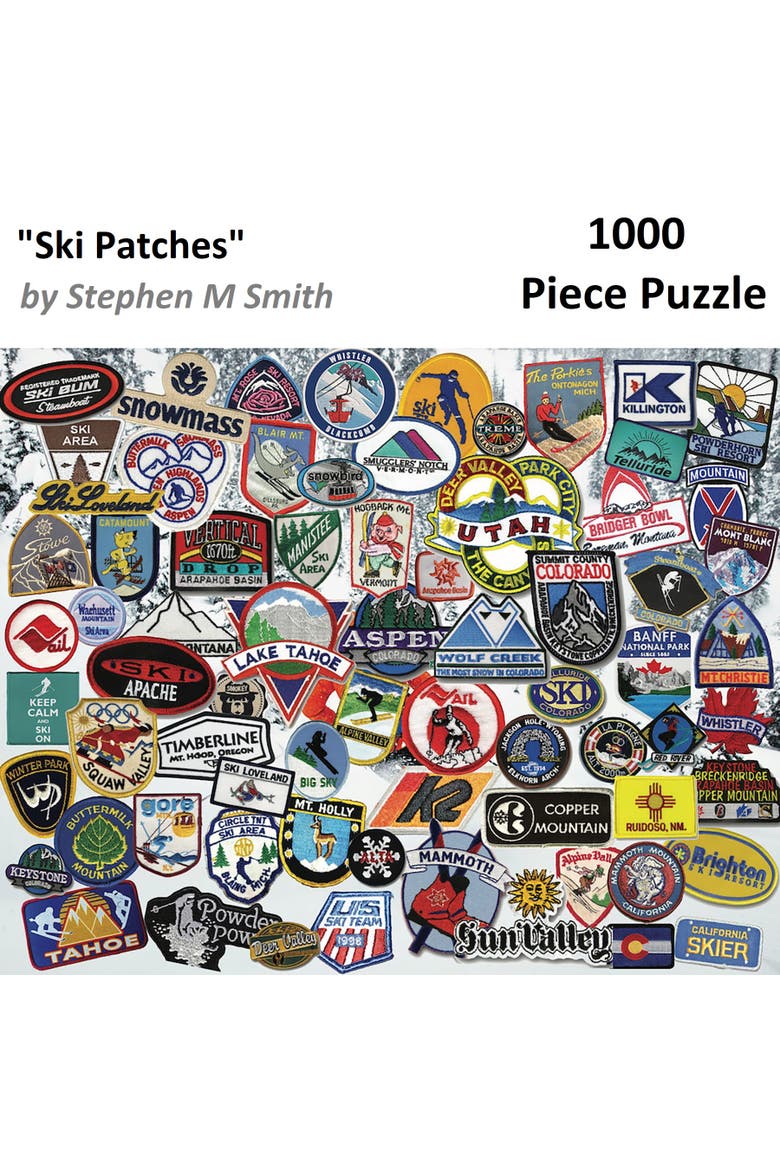 Ski Patches by Steve Smith, 24 x 30 Inches, 1000 Piece Puzzle, Alternate, color, Multicolored