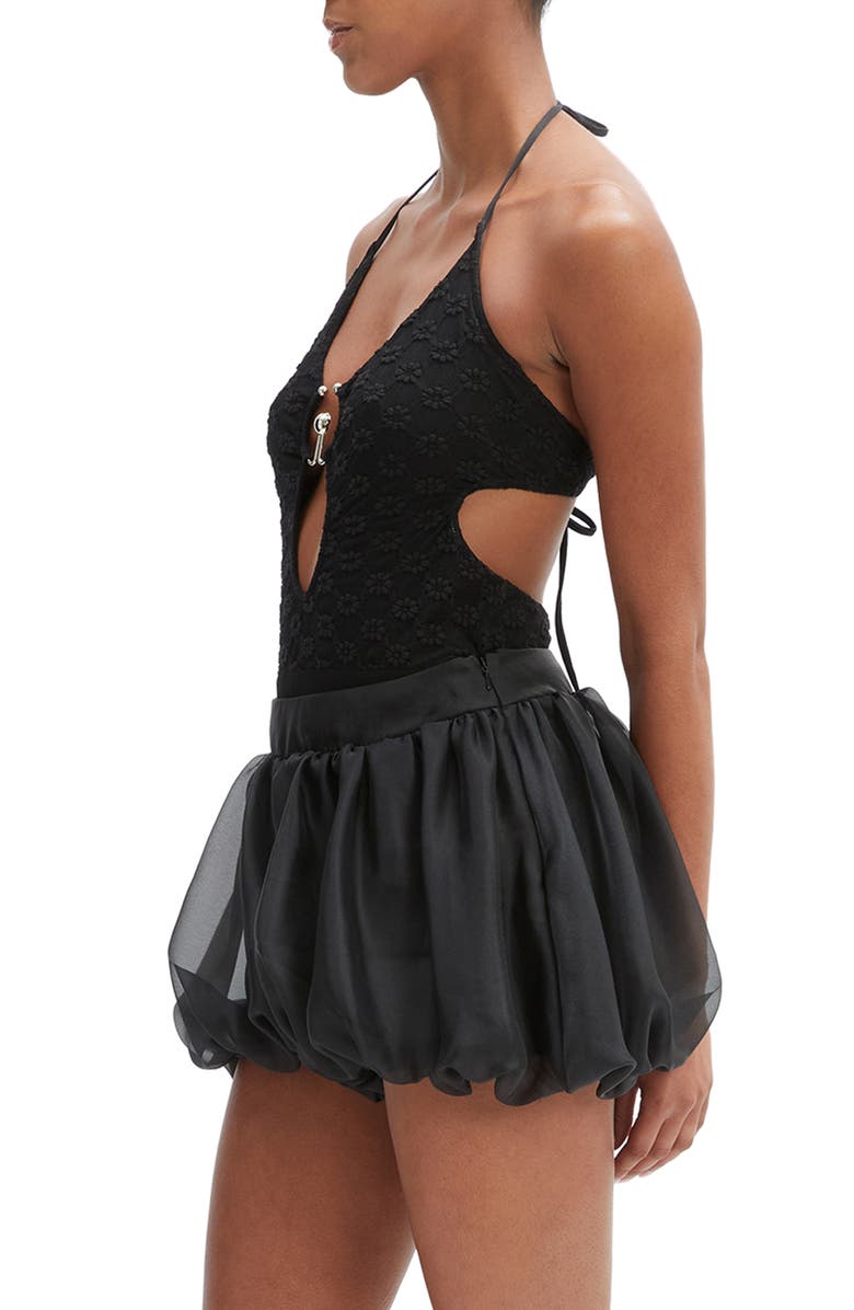 Bardot Rosala Halter Lace Bodysuit, Alternate, color, Black