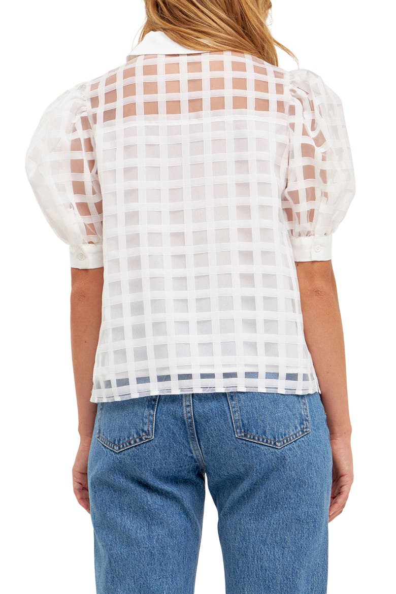 Puff Sleeve Organza Top, Alternate, color, WHITE