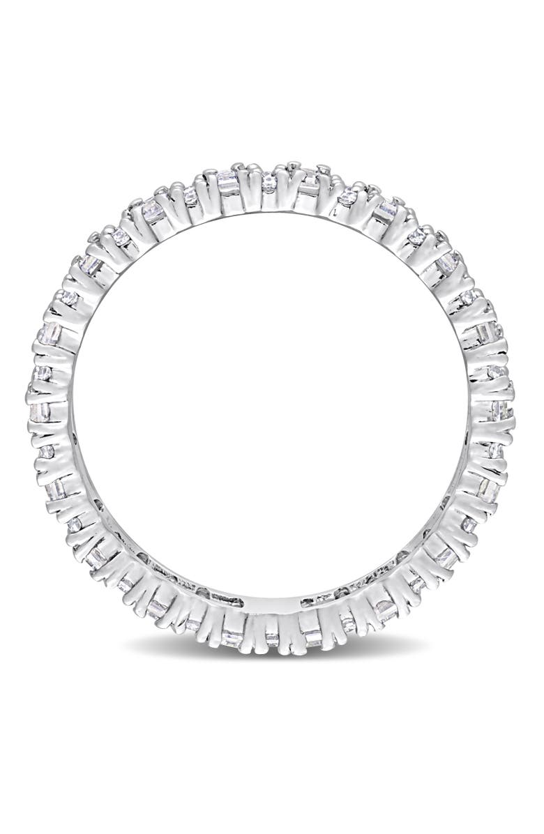 Julianna B. Moissanite Baguette Eternity Ring, Alternate, color, Sterling Silver