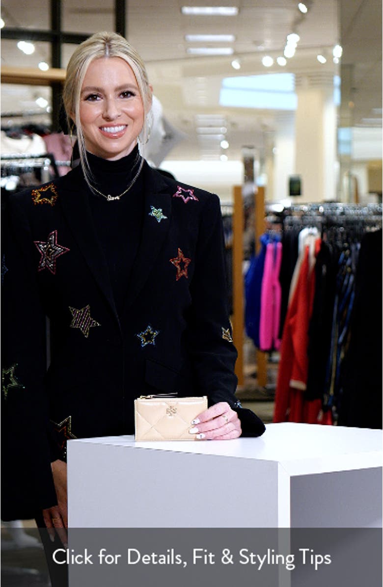 Kira Diamond Quilted Pavé Logo Leather Zip Card Case, sales video thumbnail