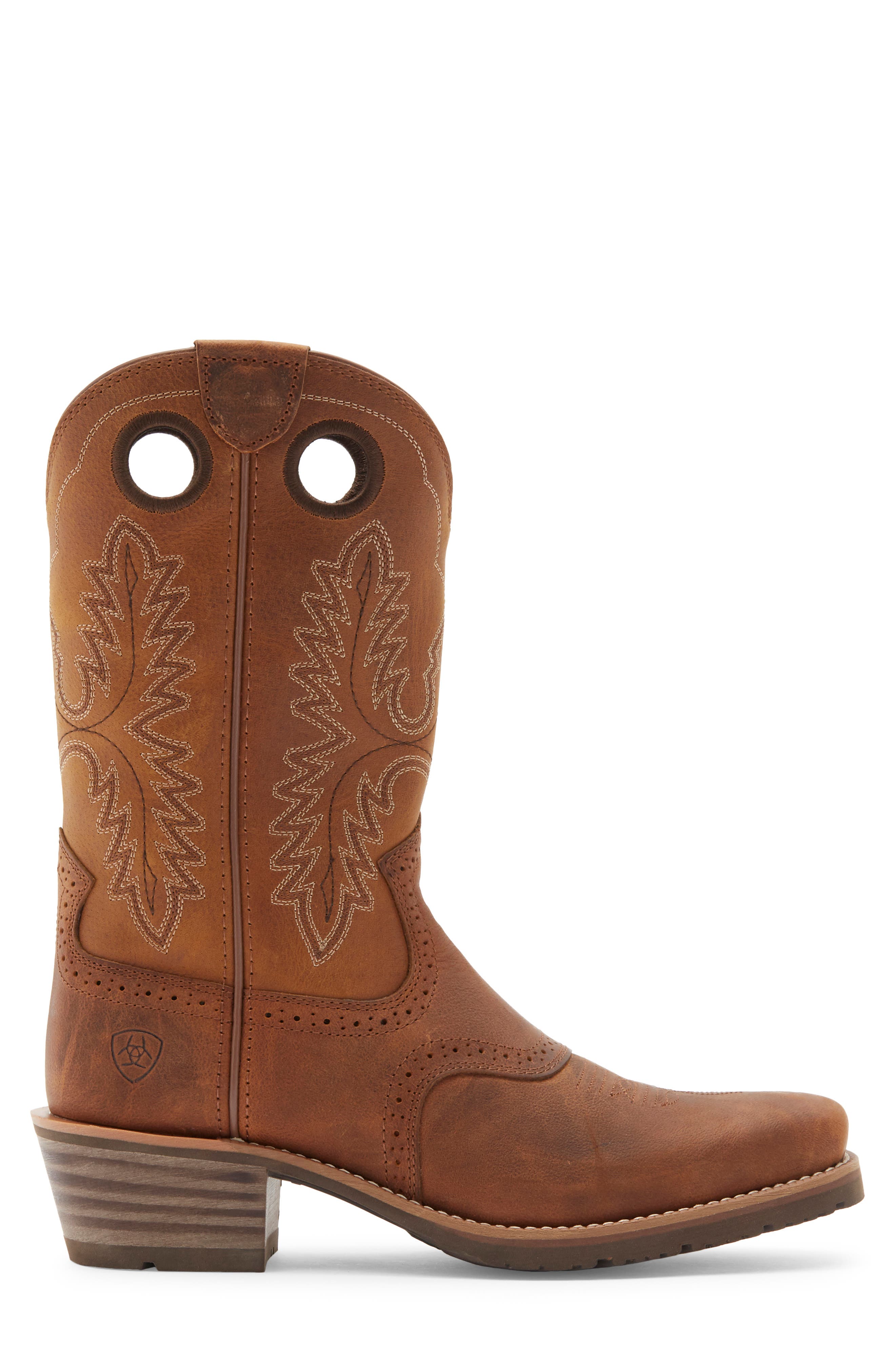 Ariat Hybrid Roughstock Square Toe Cowboy Boot, Alternate, color, Brown