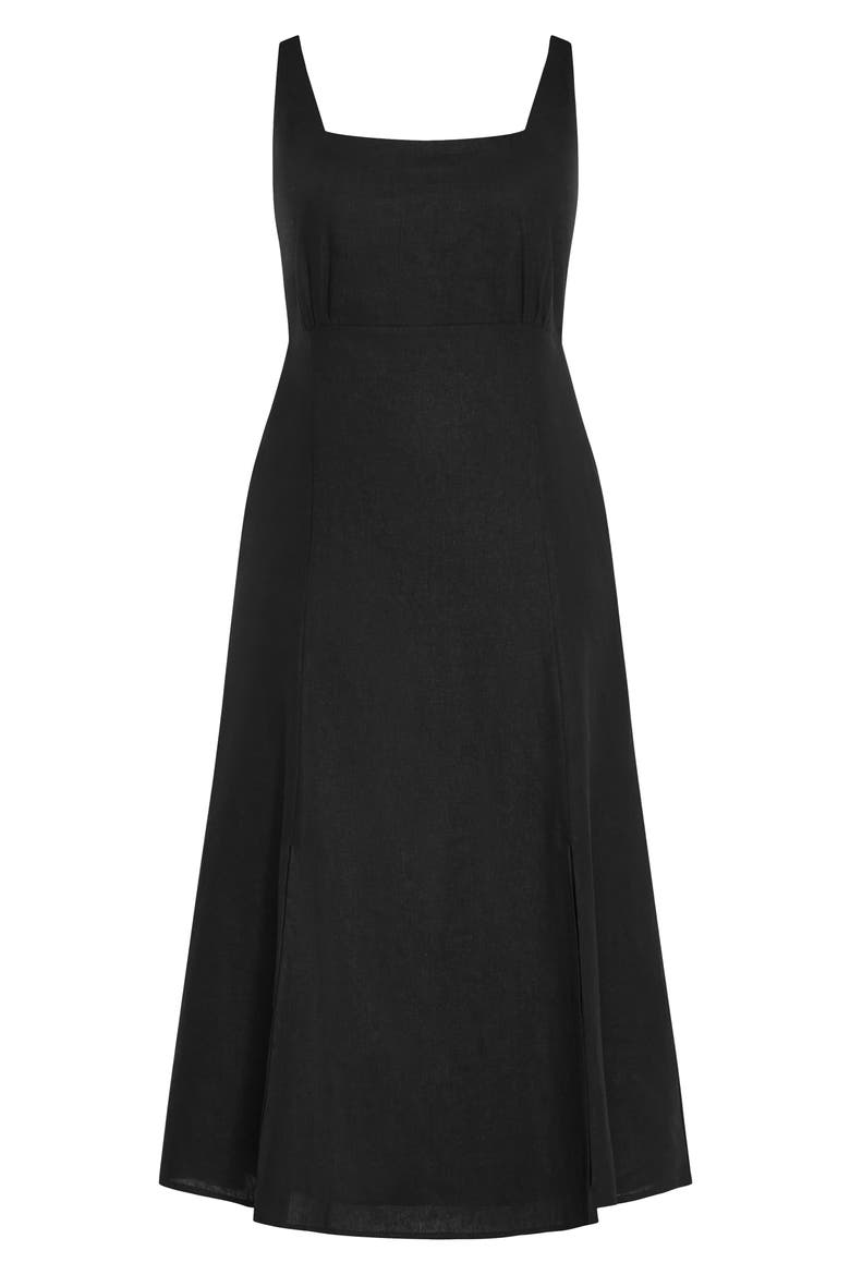 Elly Square Neck Linen Blend Sundress, Alternate, color, BLACK