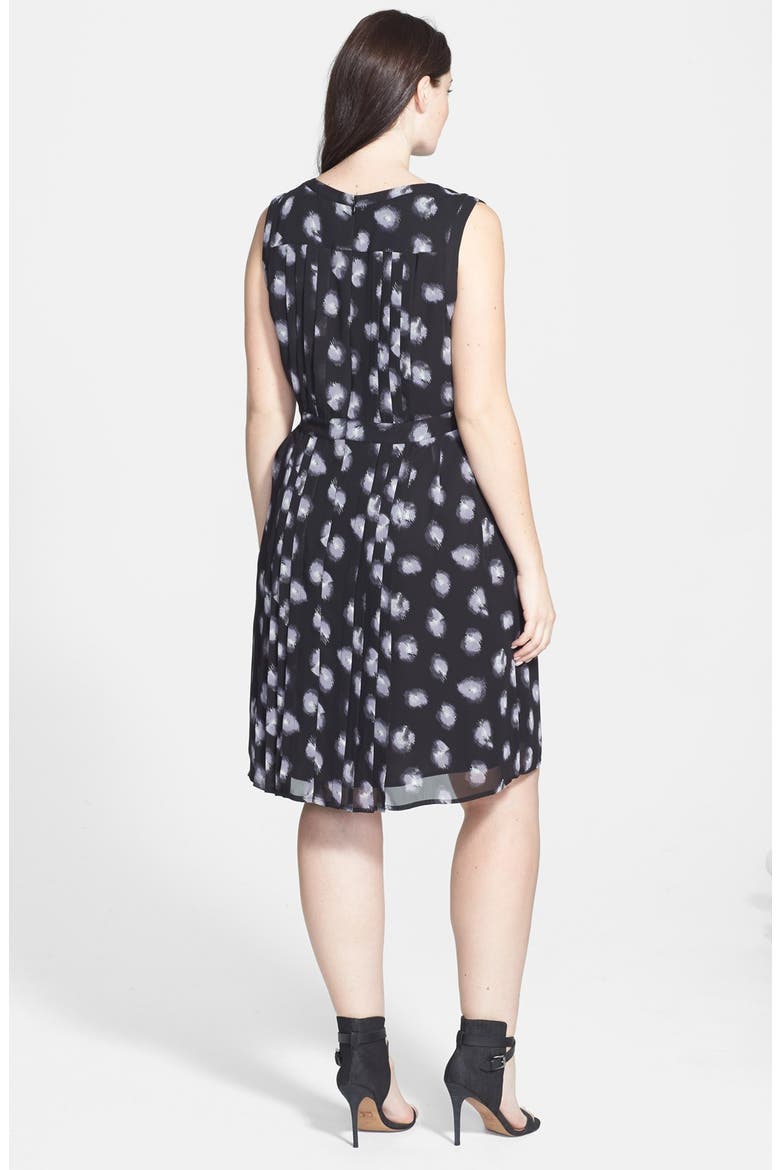 Sleeveless Pleat Chiffon Dress, Alternate, color, BLACK- GREY ANIMAL PRINT