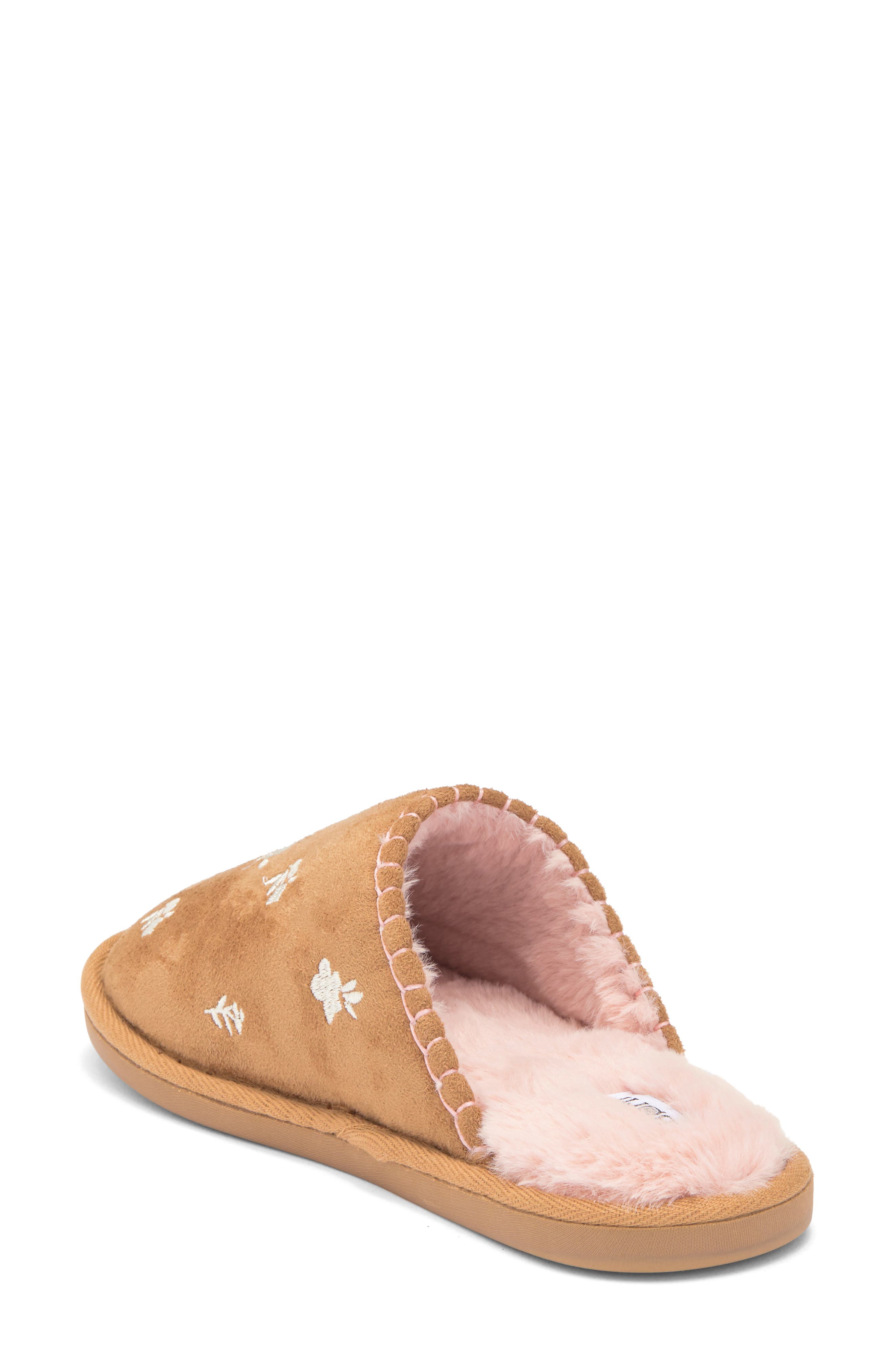 Børn Floral Embroidered Scuff Slipper, Alternate, color, Tan