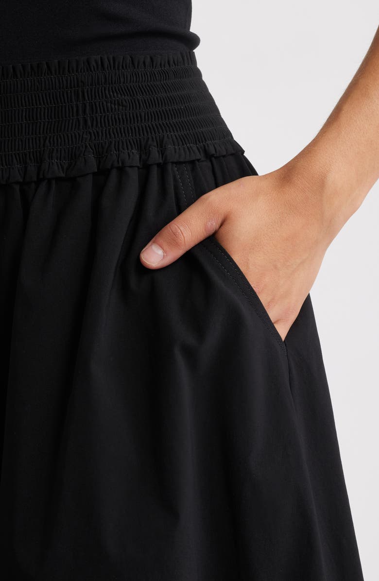 Wit & Wisdom Smocked Waist Bubble Hem Midi Skirt, Alternate, color, Black