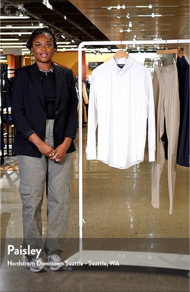 Leeward Trim Fit Print Performance Button-Up Shirt, sales video thumbnail