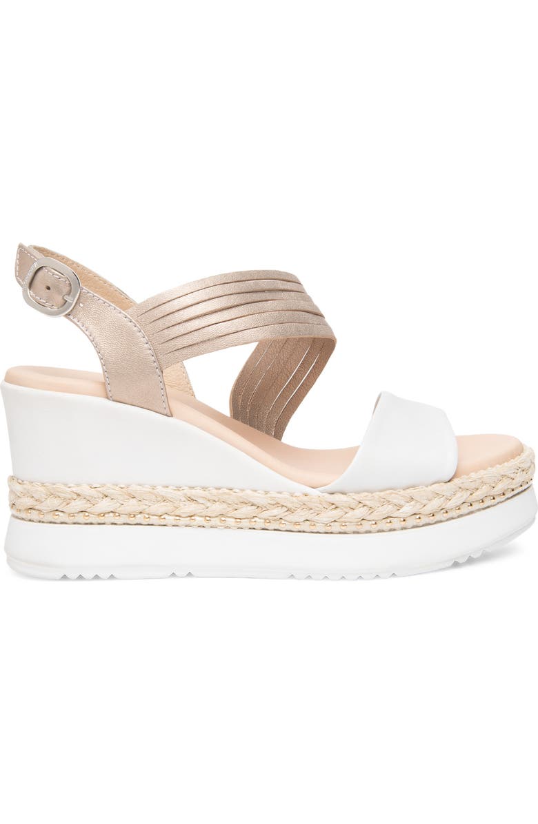 NeroGiardini Platform Wedge Sandal, Alternate, color, White/ Gold